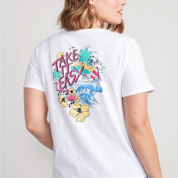 NWT OLD NAVY EveryWear Slub-Knit Graphic T-Shirt  Color: Calla Lilies - Picture 6 of 9